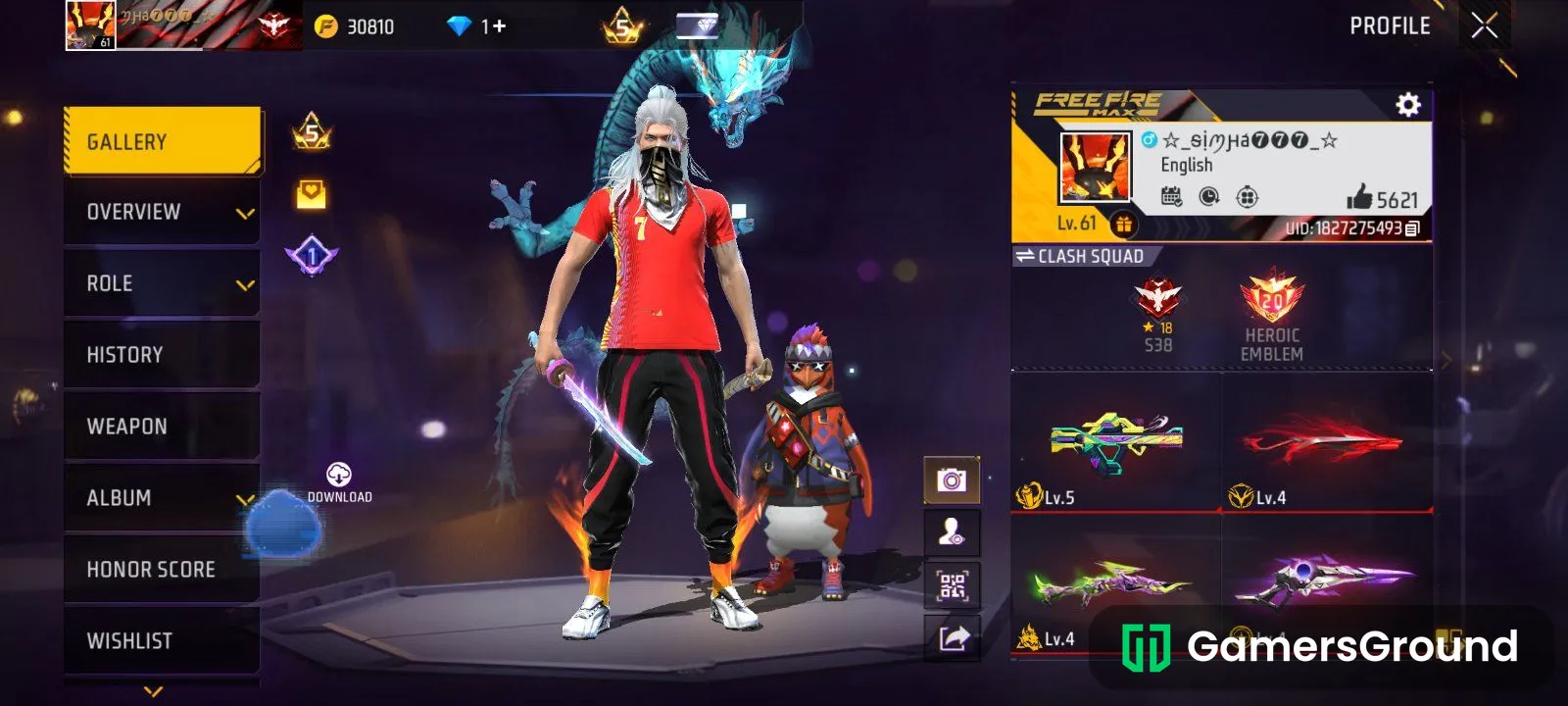 Free Fire MAX Level 61 | 13 EVO Guns | Frostfire Bundle | Rare Collection | Indian Server