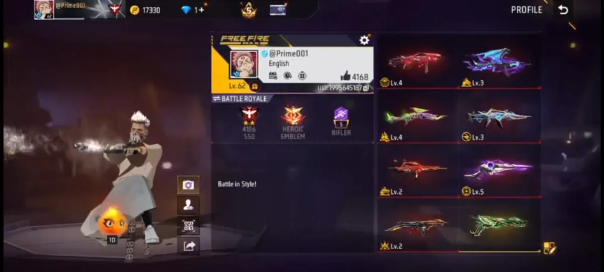Free fire id sale 62 level