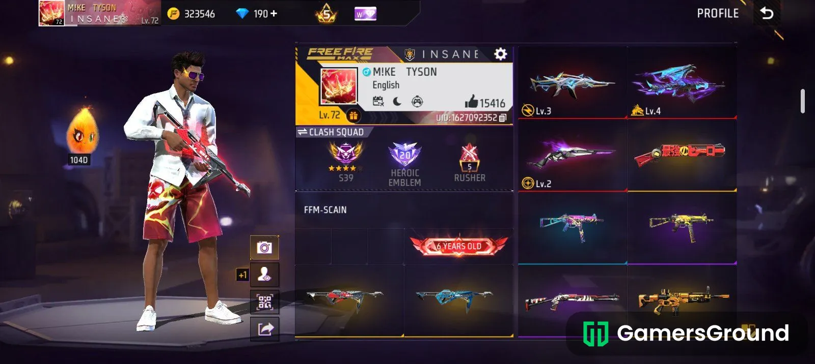 🔥 PRIME 5 LVL 72 FF ID | 3 EVO GUNS | 47 EMOTES | GOOD COLLECTION 🔥