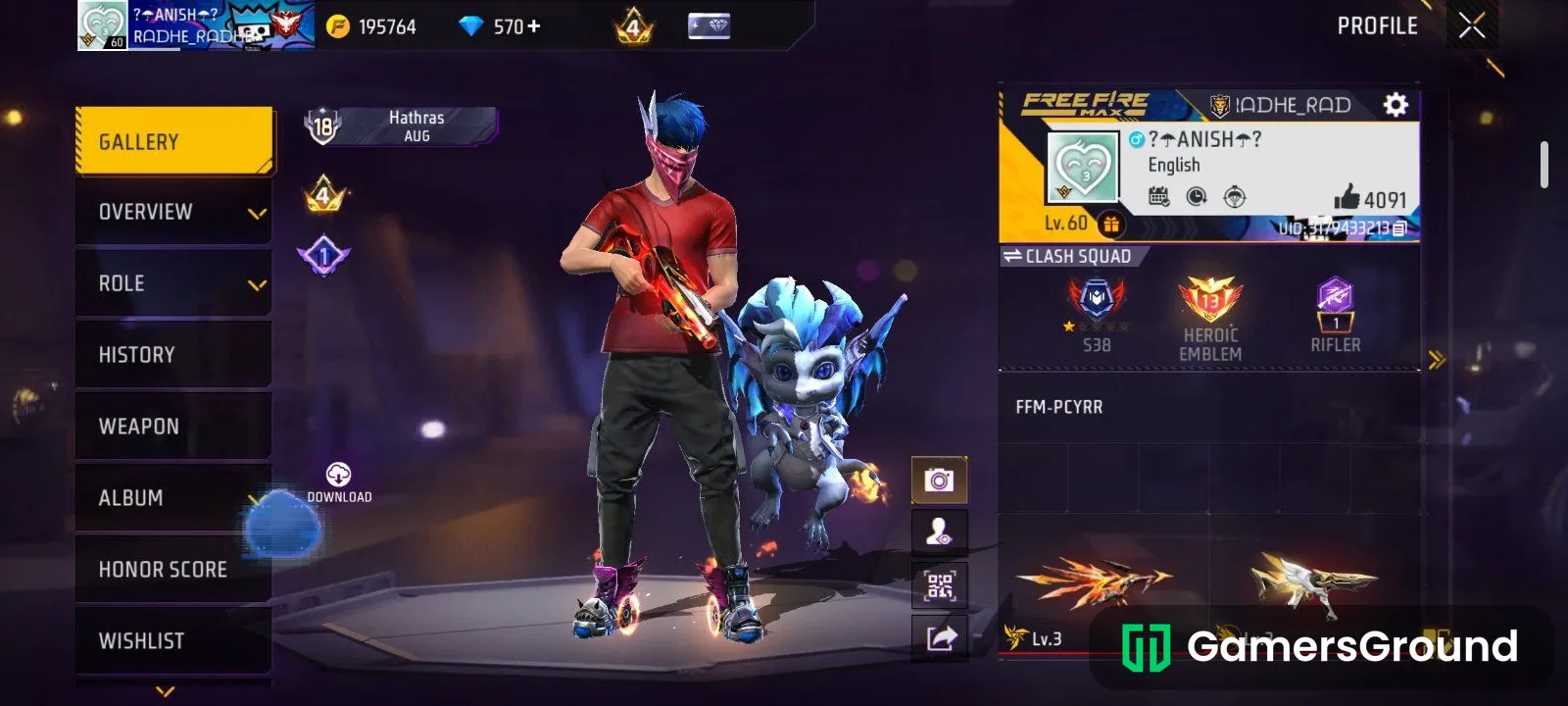 Free Fire Level 60 Account | Heroic | Evo Gun Skins | Naruto & Money Heist