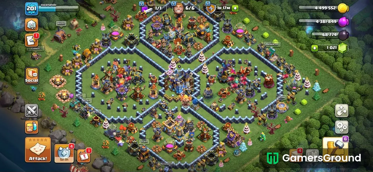 TH16 Developed Account | Level 201 | 6 Builders | 1K+ Gems