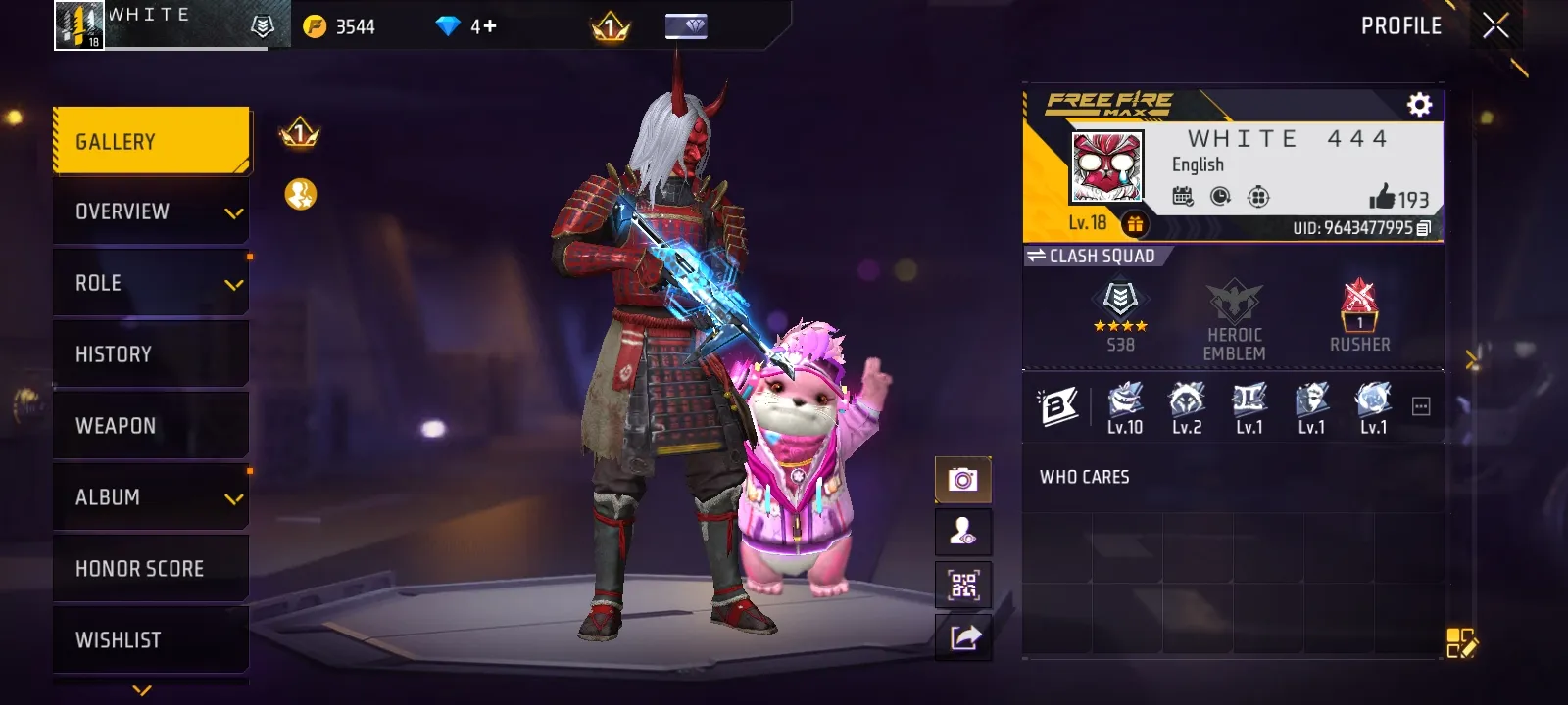 Blue mp40 Samorai entry emote Level 18