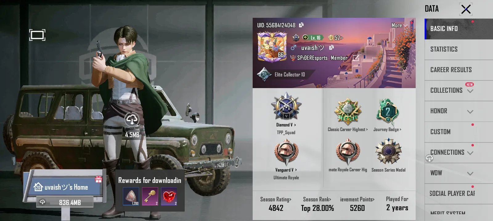 BGMI account level 66