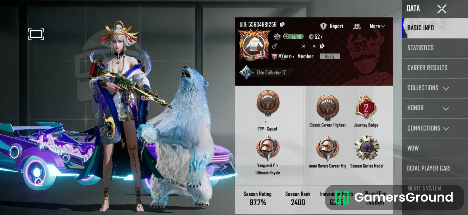 ​BGMI Stacked ID | Mythic Fashion (60) | 2x X-Suit | Anime Collab (Naruto/AOT) | Purple Supercar