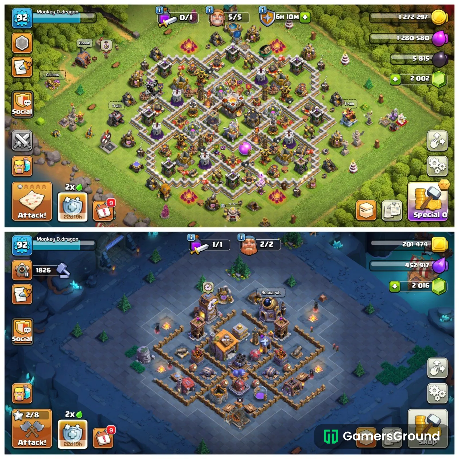 CoC TH11 (Level 85-92) | Maxed King 50 & Queen 50 | Giant Gauntlet & Spiky Ball | Full Magic Books & Hammers | 5 Builders