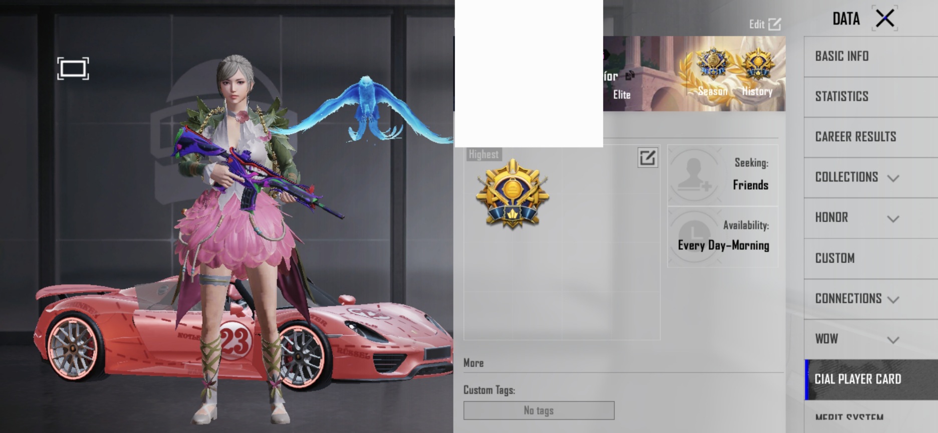 78 level  id and 73 collection level with 4 supercar skins, 67 premium upgraded gun skins for all guns, 3 xsuits upgrded, 7 guilt shuit, 2 honor shuit