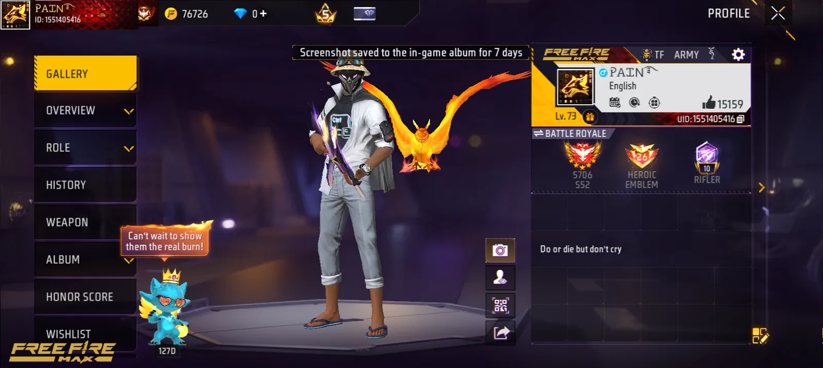 Free fire maxx id rare bandal +evo gun scene