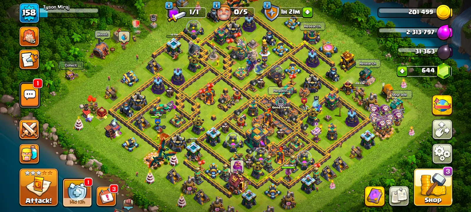 TH 14 / MAXED TH 13 HEROES/BUILDINGS/TROOPS