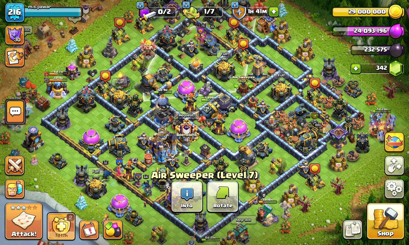 Th18 max account, max heroes, in game purchase skins