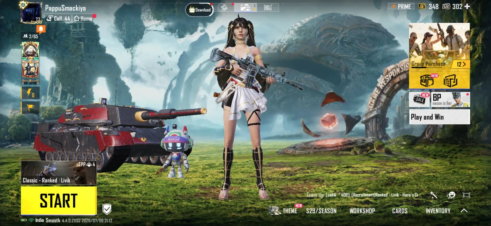 🔥 Quick Sale – ₹6,500 Only! Ace Master ⭐6 | Current Royale Pass | Lv. 73 | M416 Glacier Lv.2 | 3 Upgradeable Gun Skins | 46K+ Popularity