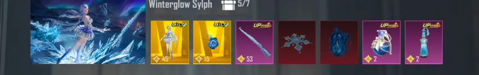 premium winter slyph set with crimson skyblade and Frostbite fang.