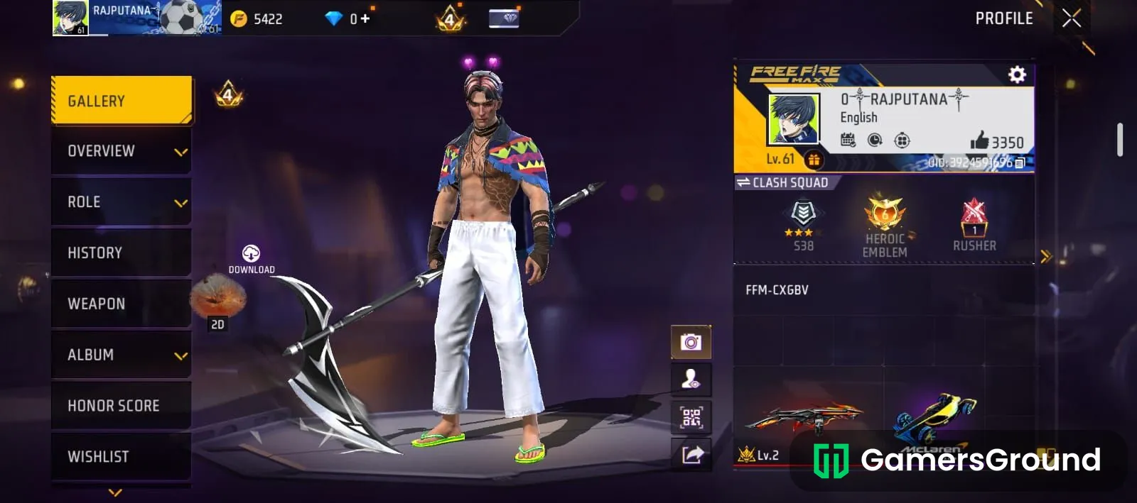 61 level id with rare bundles with 2 evo guns 5 years old with 4 prime level