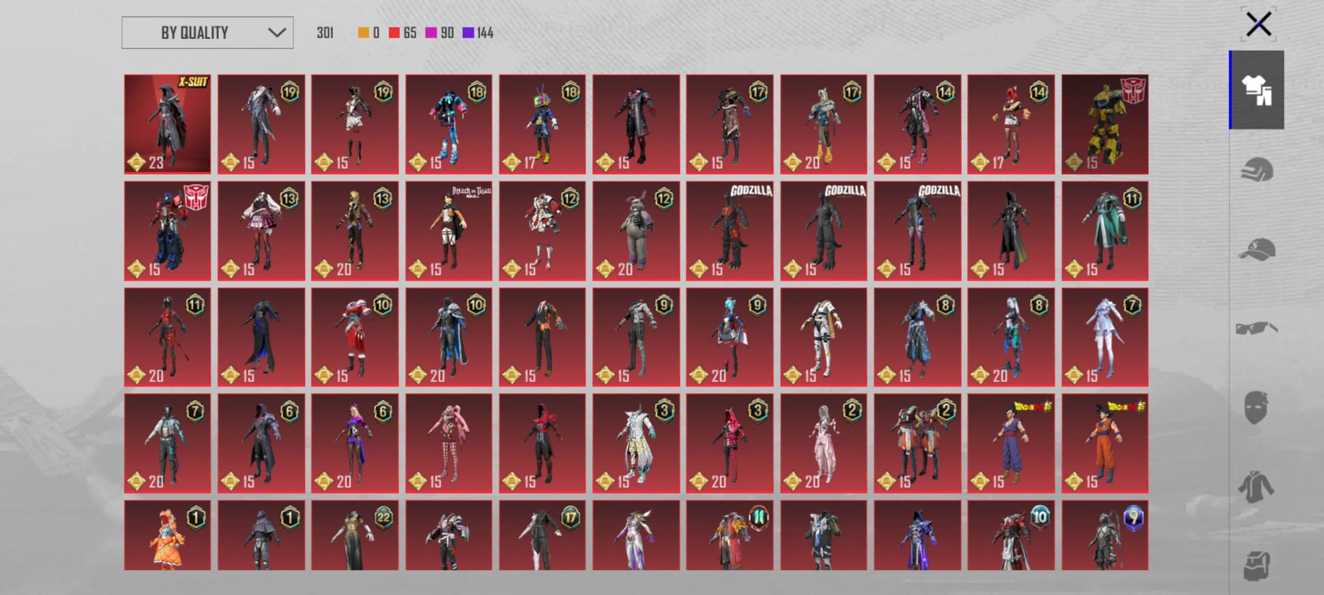 2 xsuit and 65 mythics with a lot of other stuff