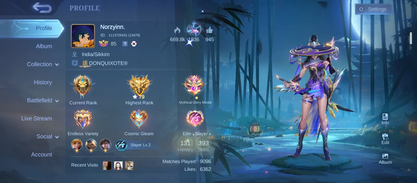🔥 MLBB 393 Skins | Exalted Collector III | 79 MG | 131 Heroes | Legend + Collector + Zodiac Skins