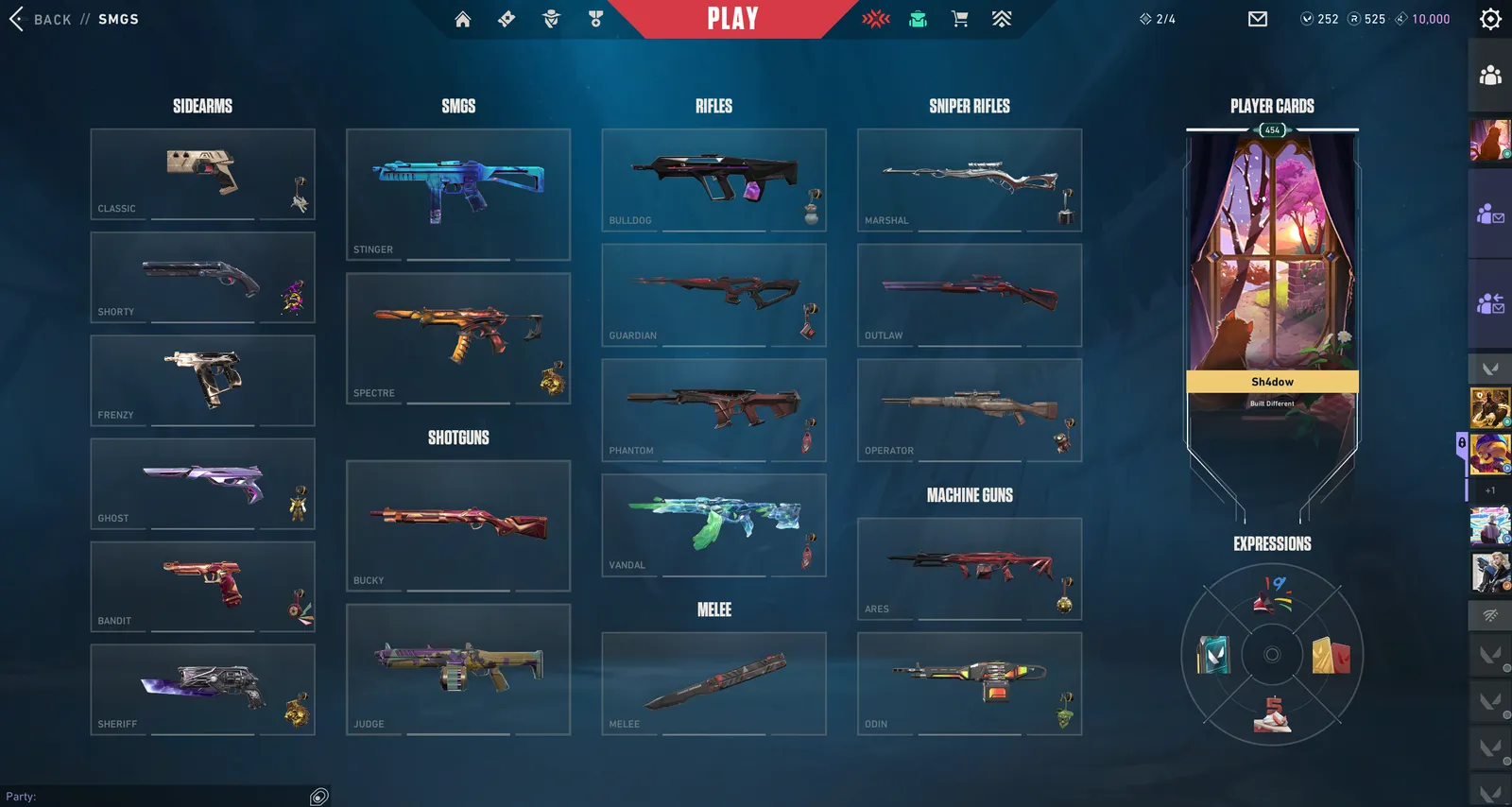 Diamond account with popular Vandal and Phantom skins including Sheriff, Ghost and Guardian skins