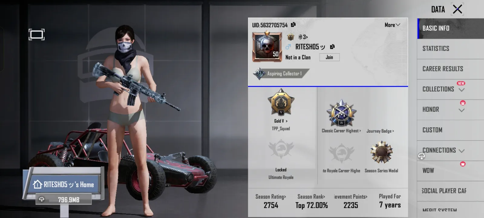 BGMI Level 50 Account | M416 Glacier (Level 1) | 7-Year-Old Account | Genuine