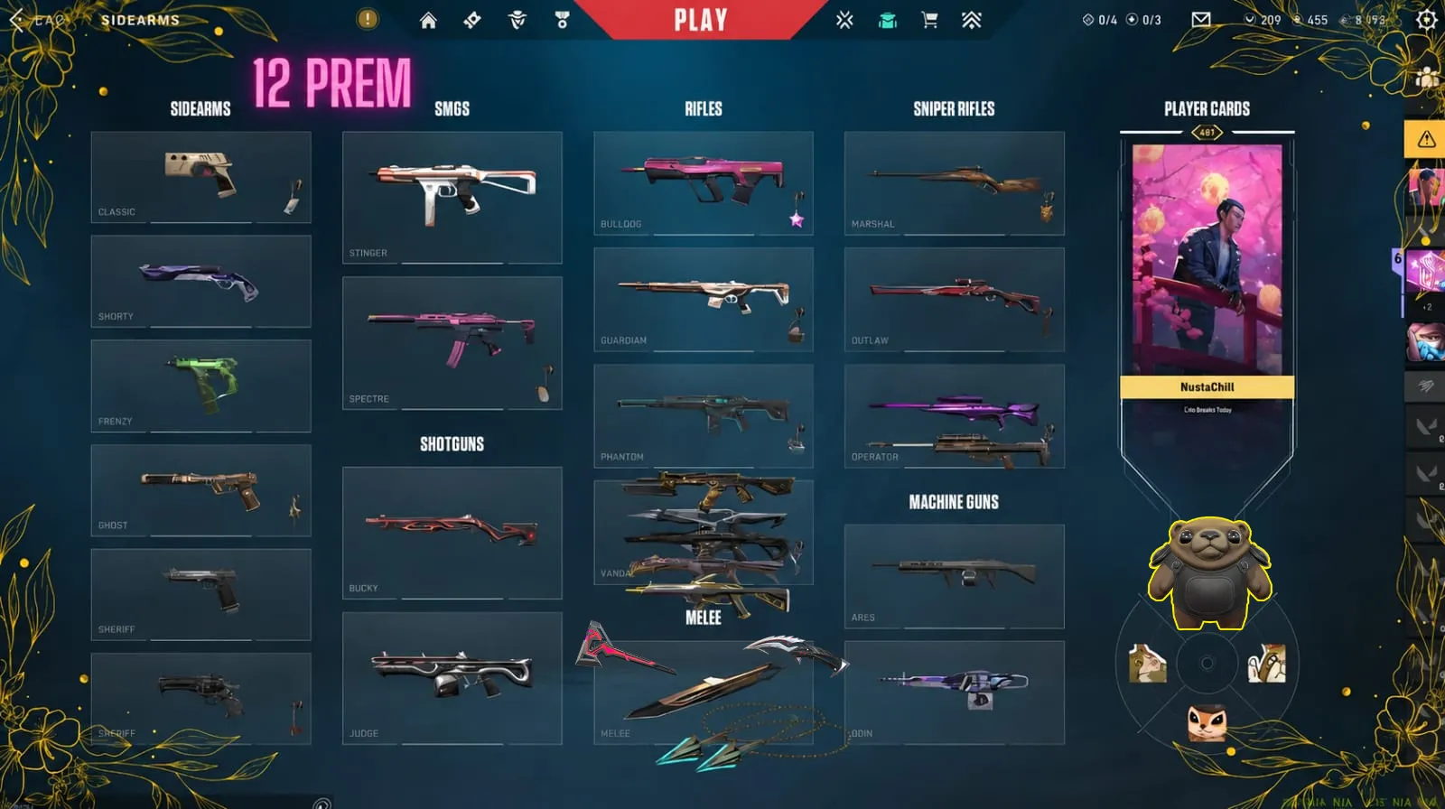 AP/57 skins /12 prem skins/45 bp skins/ Cyrax/Phaseguard/Elderflame Vandal,etc. Peak D1 Lvl 450+