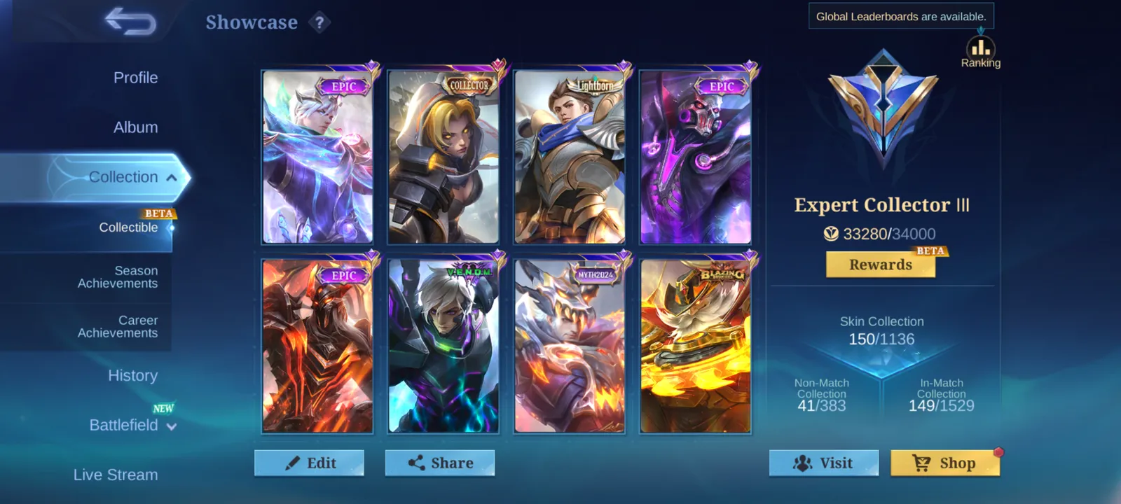 Glory 89 stars, all emblem max, expert collector 3 and more