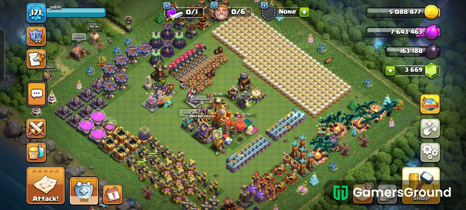 Th16 almost max with 10 hero skins and almost all walls maxed
