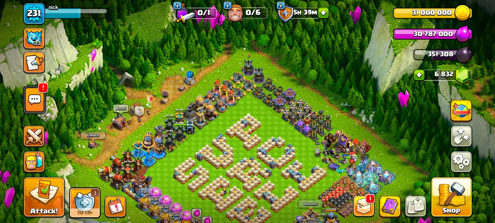 Th18 nearly all defense max / wall 2 level down with 6.8k gem queen , dragon duke max with equipment , builder base max with highest rank ruby.