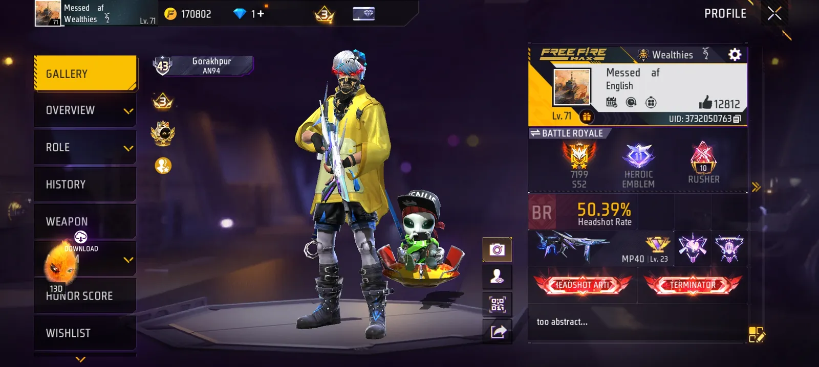 Lv. 71 Premium acc.| All guns Mythic✓| Prime 4 | 37 Emote| Arctic+Chromasonic+Name✓| Stats-6yr old+60%~head rate+S31 GM| Read description | 3 Evos