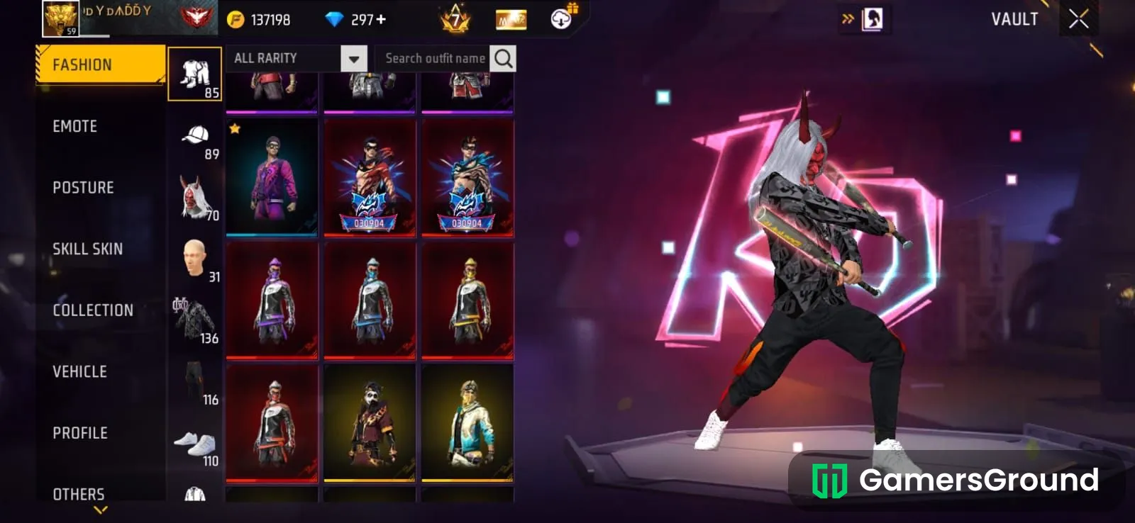 Conqueror account with rare bundle and emotes