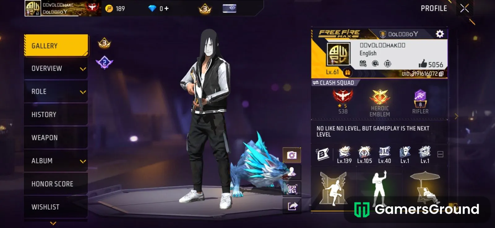 FREE FIRE LVL 61 | PRIME 3 | 3 EVO GUNS | 6 YEARS OLD