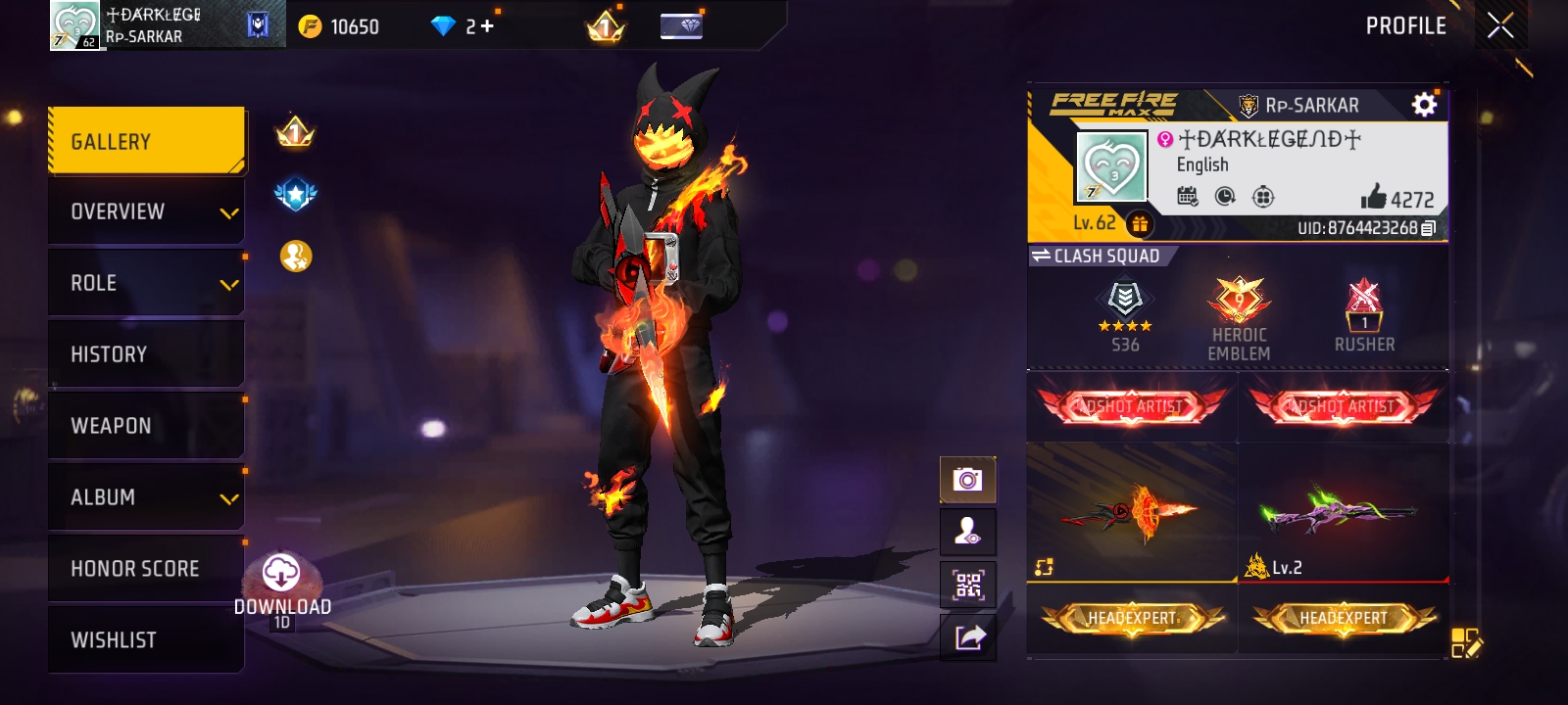 Free fire account sell