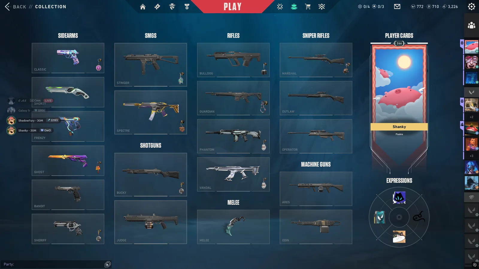 4 Premium Skin and 1 Karambit | GOLD-3 | Including 770+ VP | Cool Gun Buddy Acc | 1st Main | Shanky#00000