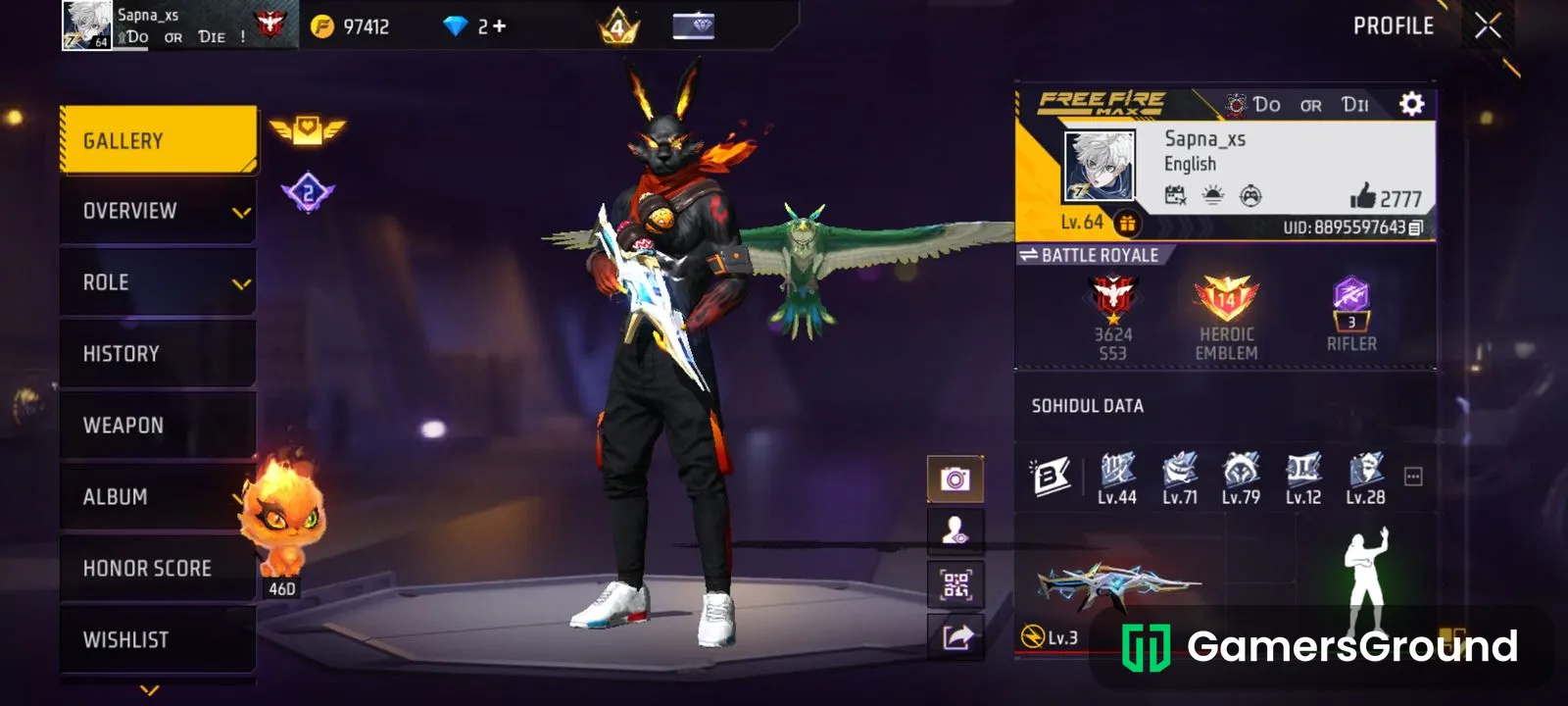 Free Fire 64 level account