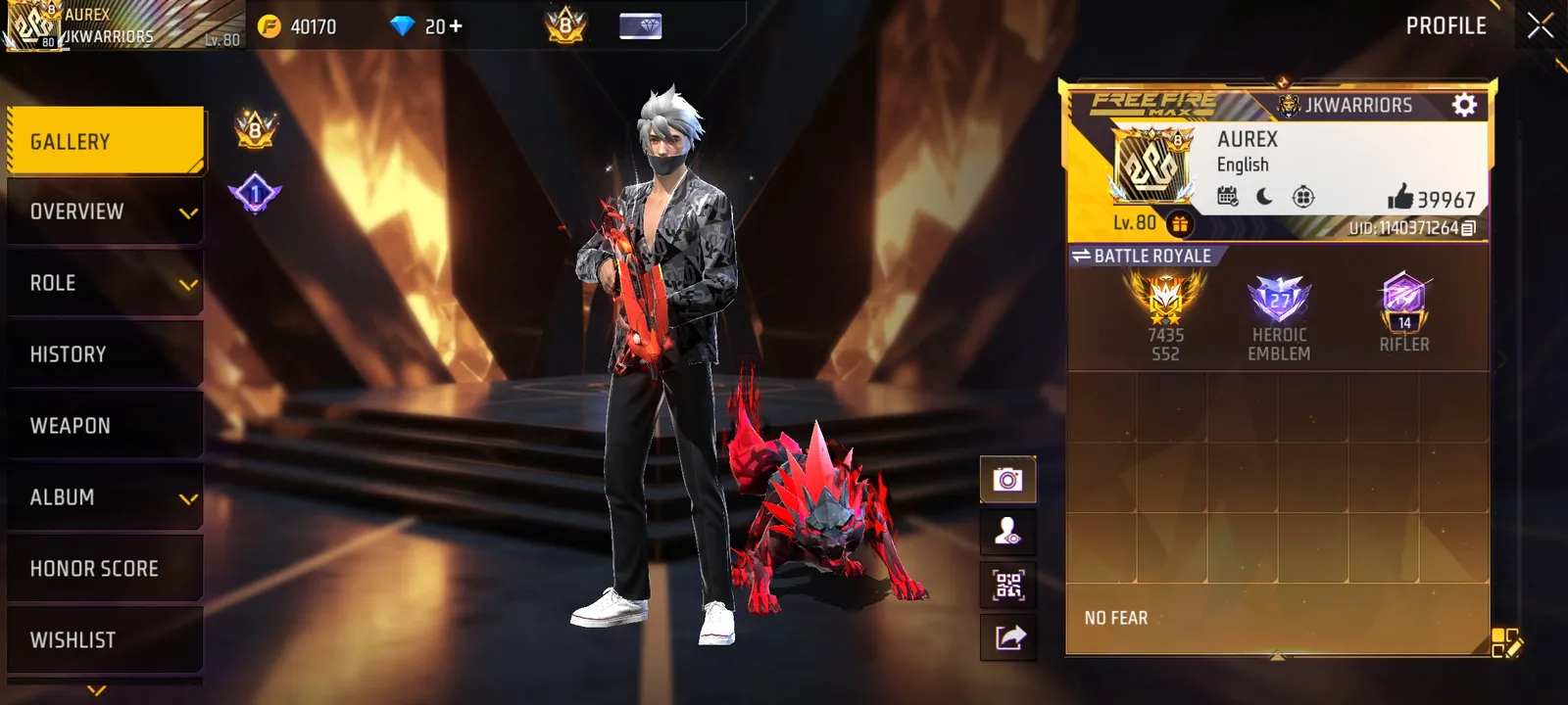 Free Fire Max Lv.80 Account | 39K+ Likes | Heroic Emblem 27 | Rare & OG ID
