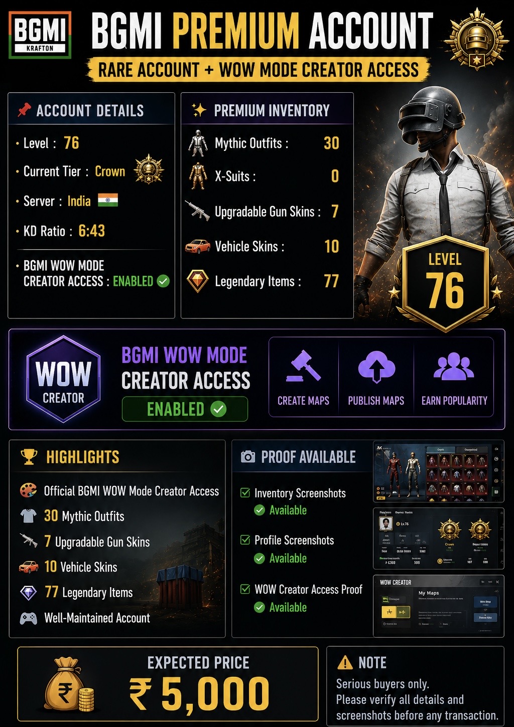 Rare and well maintained account