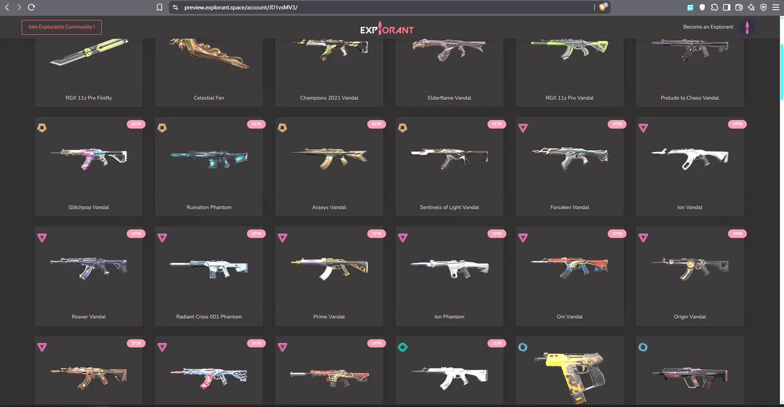 Valorant account for sale with champions vandal 2021 and 20 other premiums