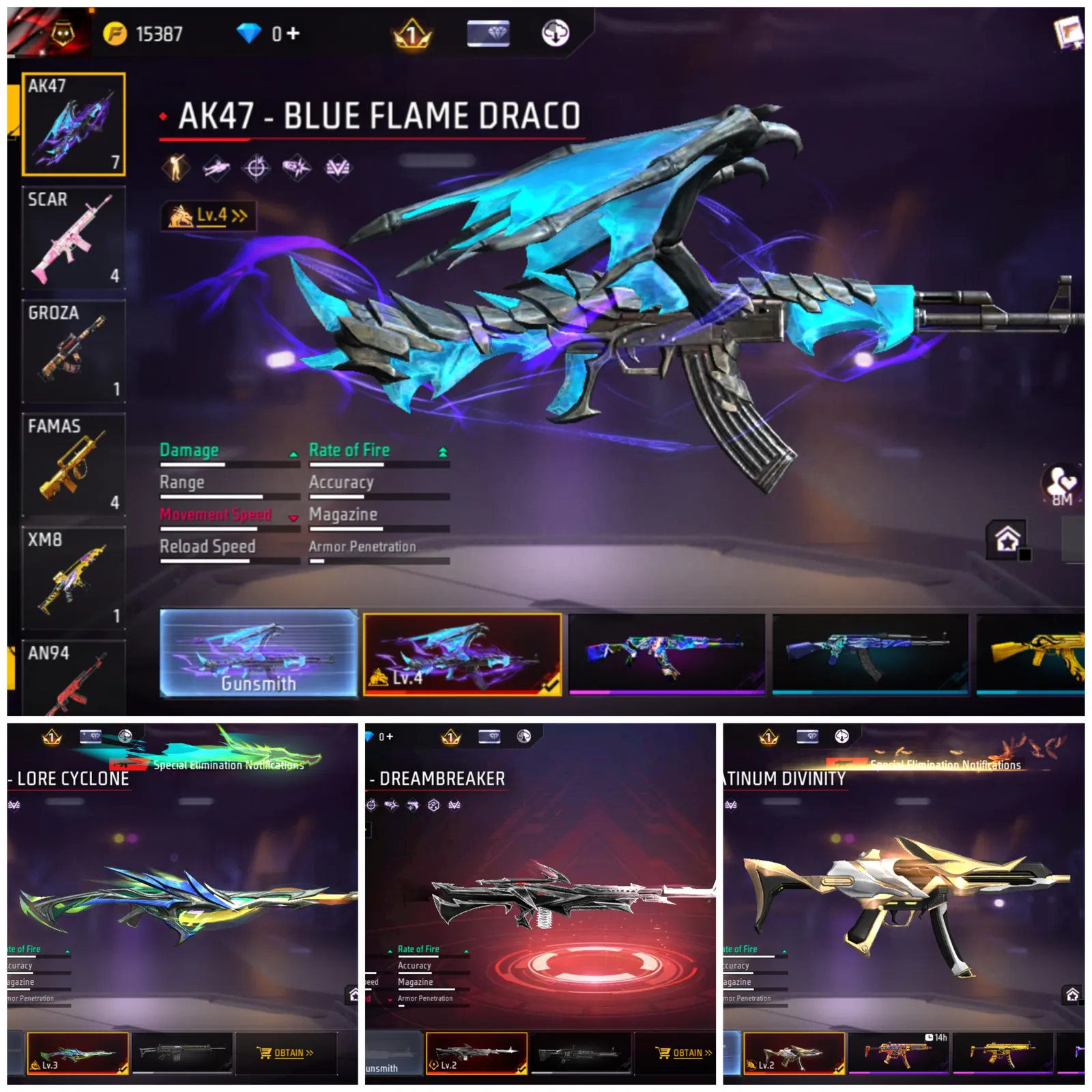 👑 FREE FIRE MAX OG ID | 4 EVO GUNS | AK Blue Flame Draco Lv4 | Cobra Fist | Witch of Glaciers | JJK | McLaren | Negotiable