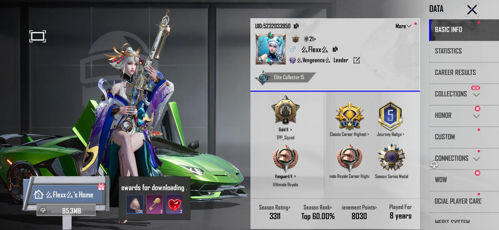 Have glacier level 5 or 6 many upgradable skins till name effect one x suit level3