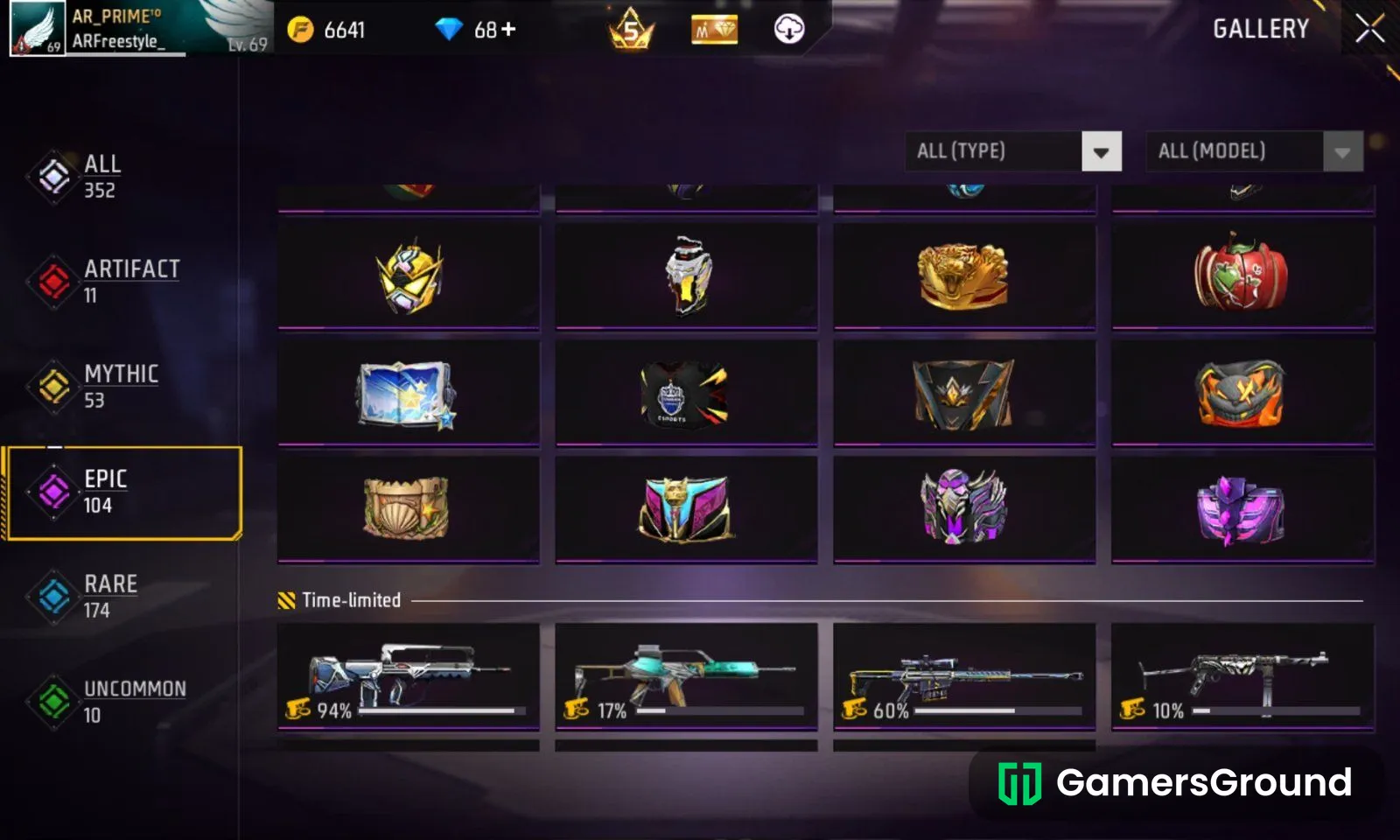 Rare and legendy bundles evo 11 fist 1 gloo Wall 23 phantom samurai bundle rush board legendry bundle and many guns and bundle and level 69 rare thing