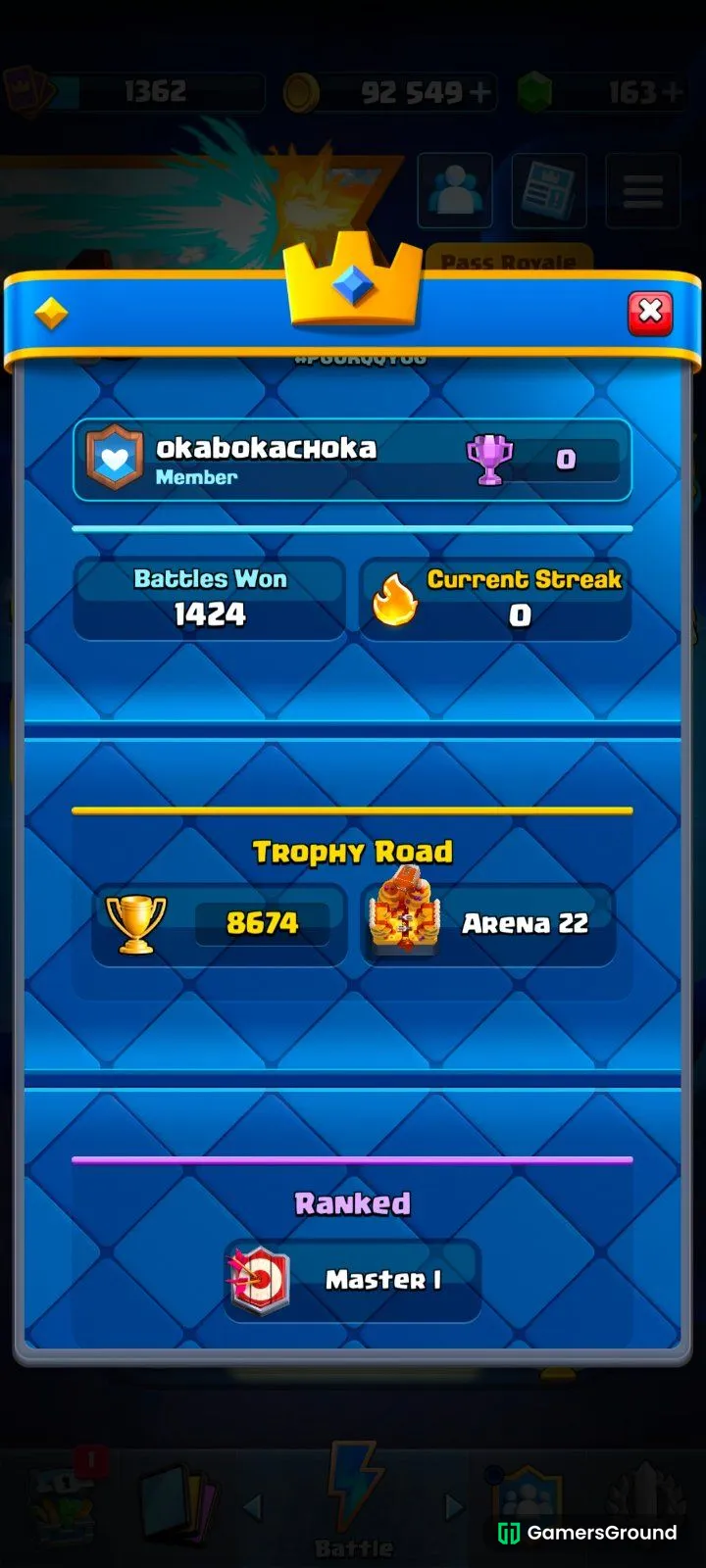 a very old account with 8600 trophies