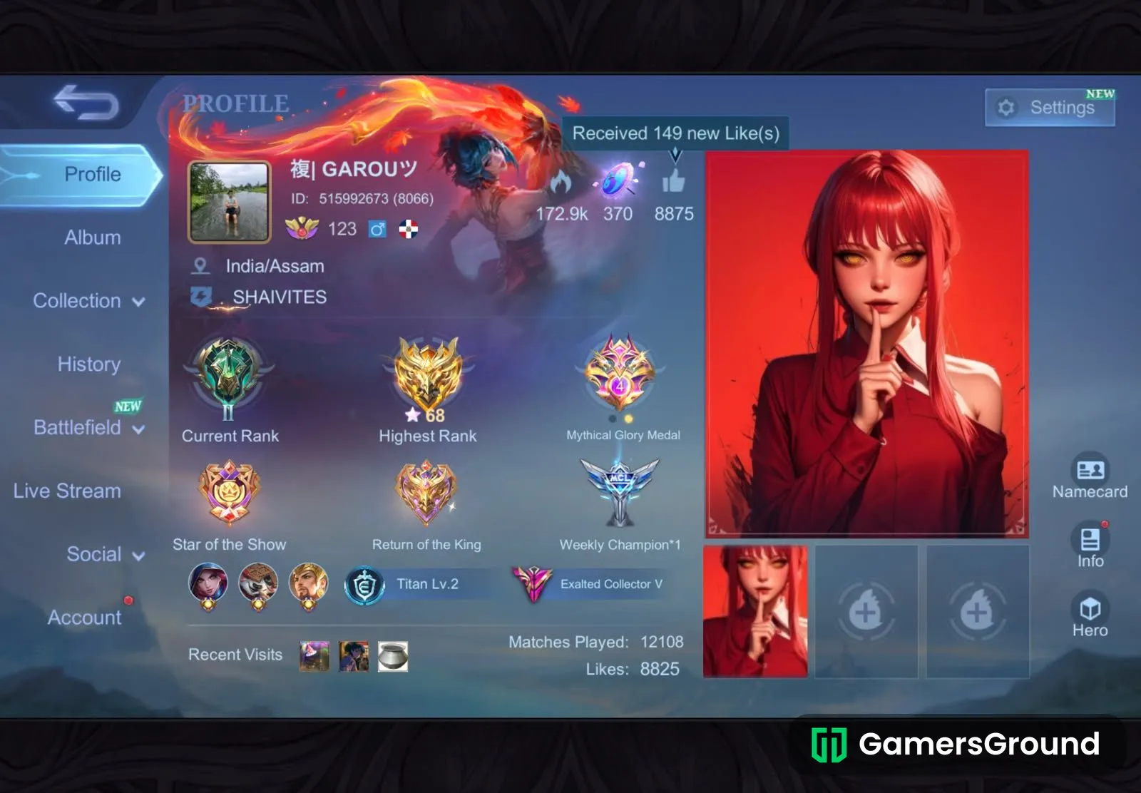 MLBB Mythic Account | 355 Skins | Premium Account