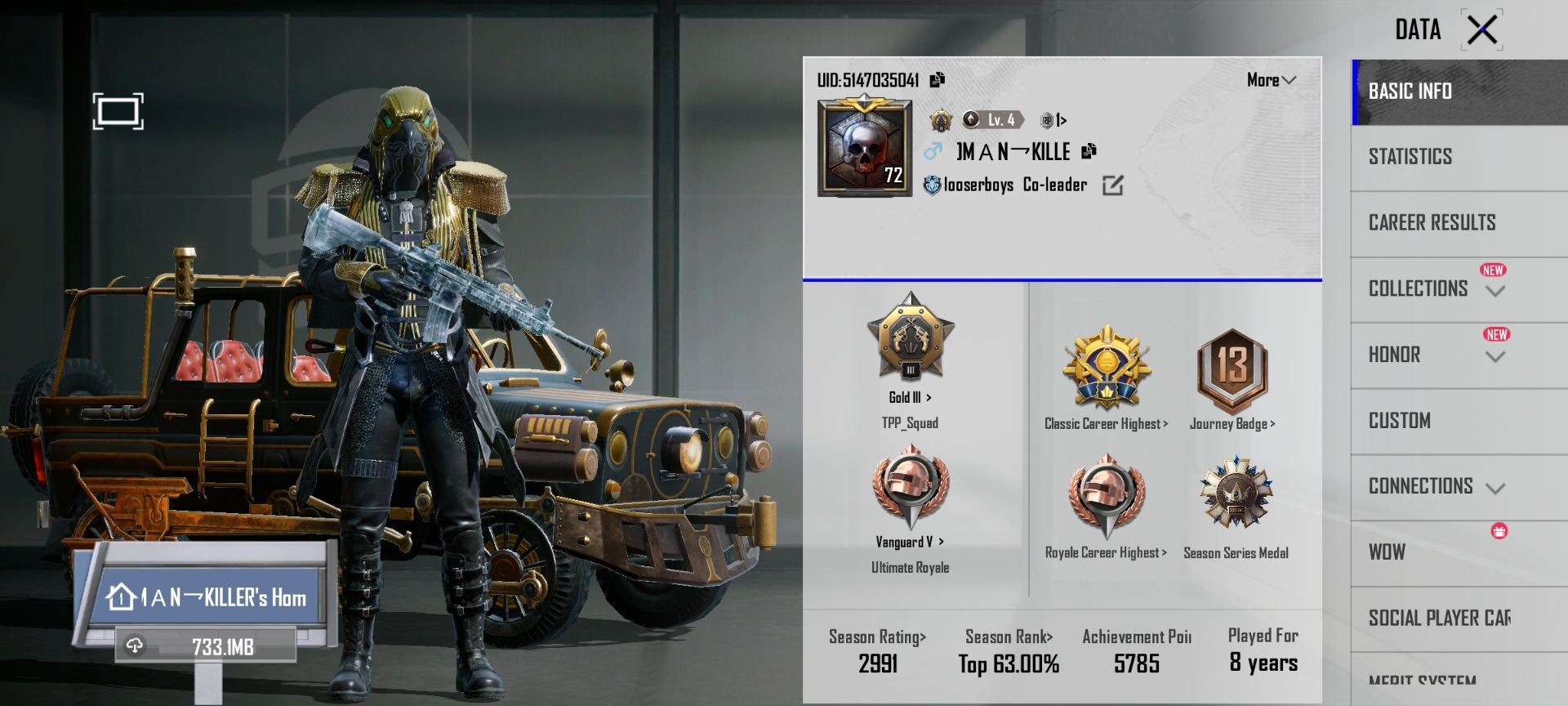 Account with rare skins and outfits